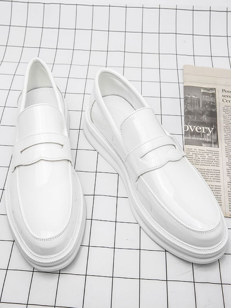 Penny Loafers För Män Vit Rund Tå Slip-on Formella Skor - Vit