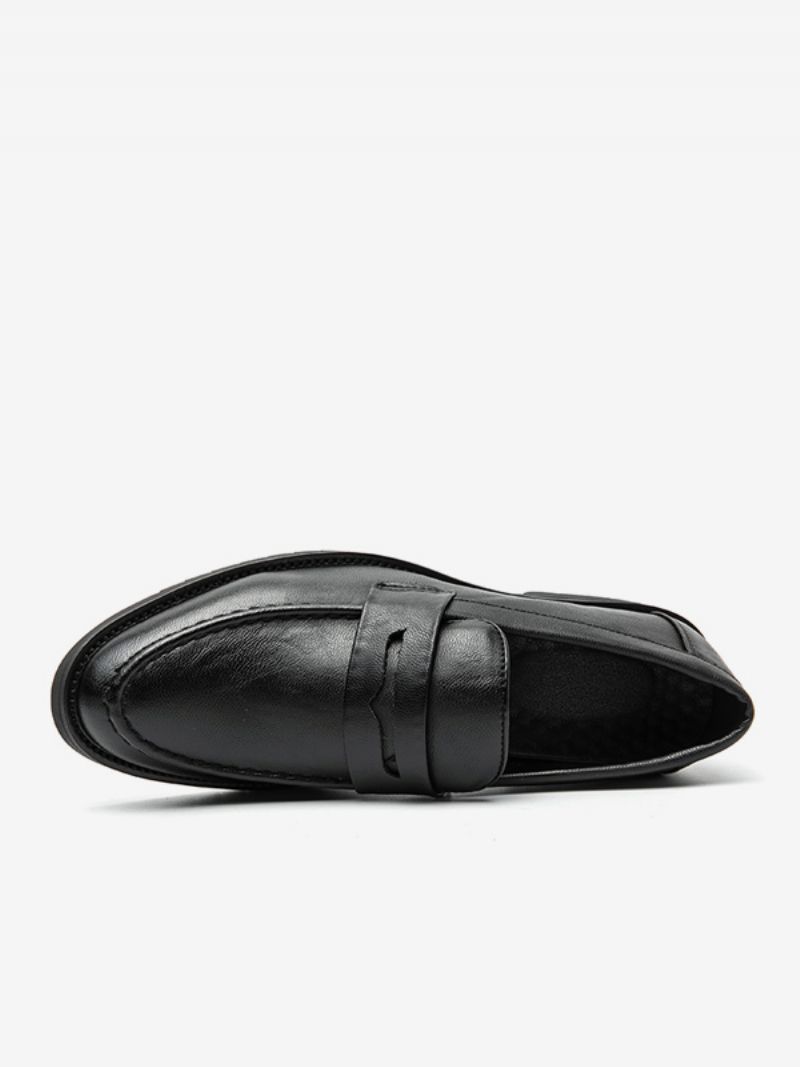 Prom Loafers För Män Slip-on Round Toe Pu Läder Loafer Skor - Svart