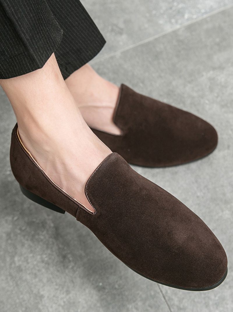 Prom Pu Läder Slip-on Loafer Skor För Män - Kaffe Brun