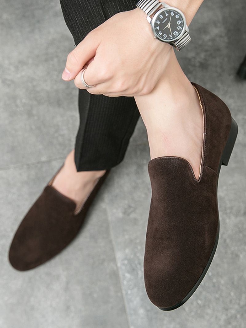 Prom Pu Läder Slip-on Loafer Skor För Män - Kaffe Brun