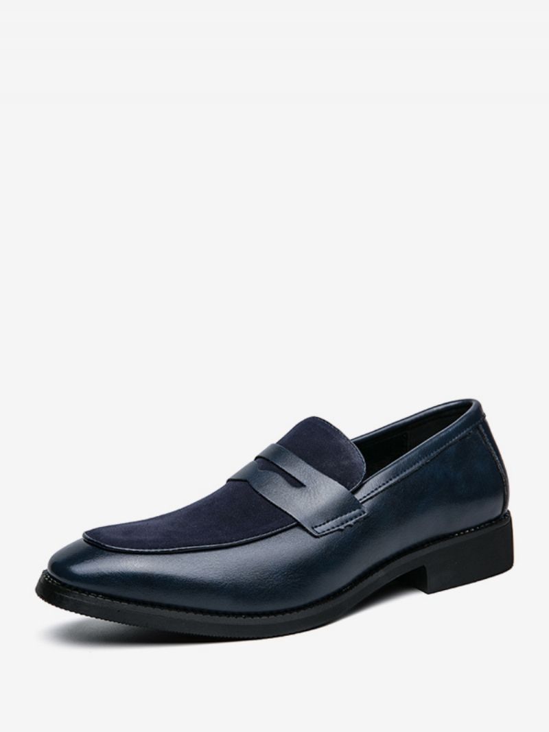 Prom Pu Läder Slip-on Loafer Skor För Män - Blå