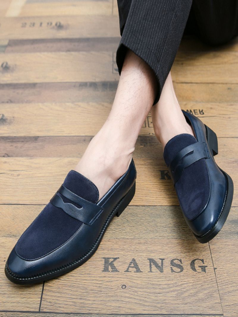 Prom Pu Läder Slip-on Loafer Skor För Män - Blå