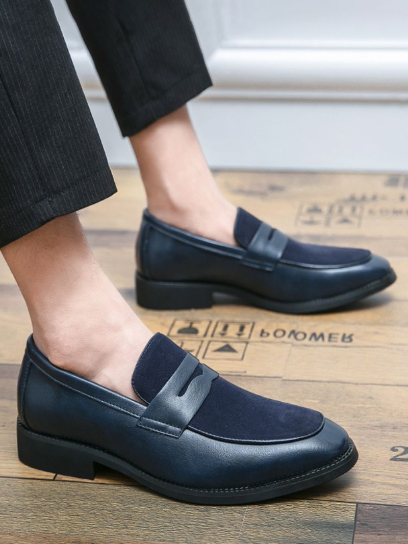 Prom Pu Läder Slip-on Loafer Skor För Män - Blå