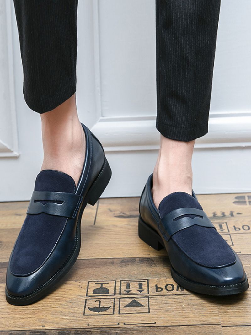 Prom Pu Läder Slip-on Loafer Skor För Män - Blå