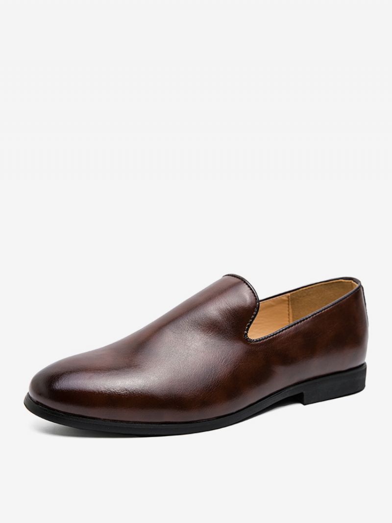 Prom Pu Läder Slip-on Loafer Skor För Män - Kaffe Brun