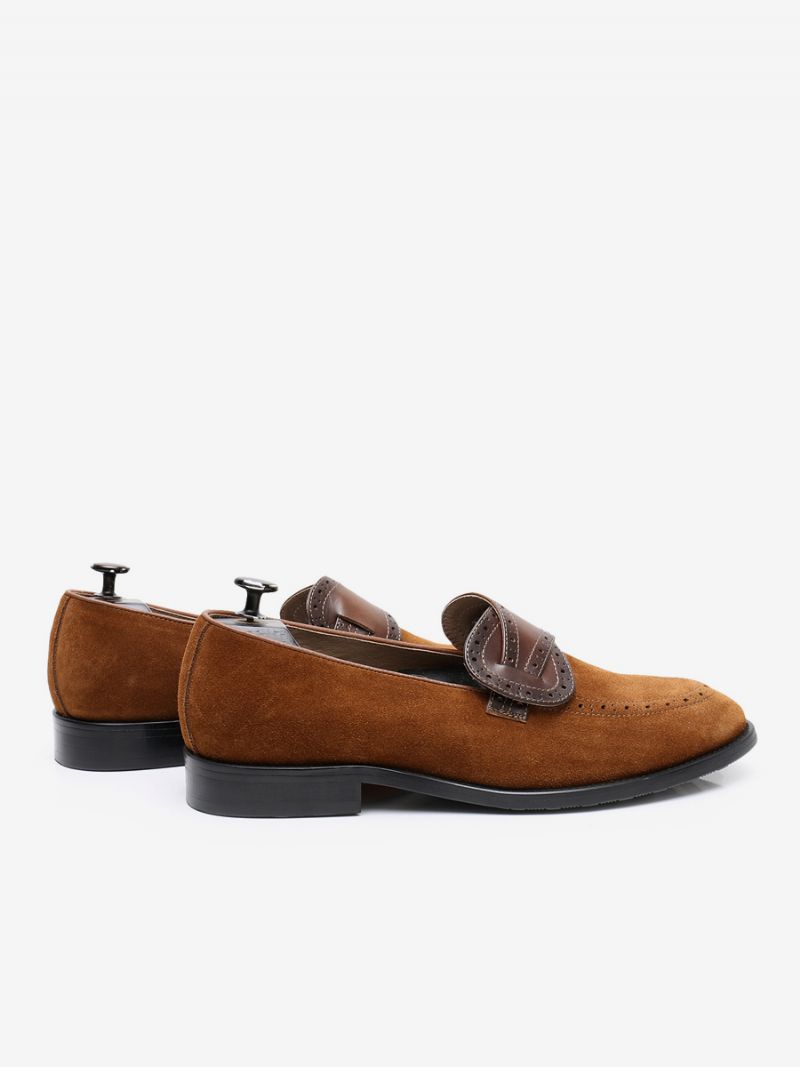 Skor I Kohud För Män Slip-on Loafer Mocka Prom Bröllopsskor - Kaffe Brun