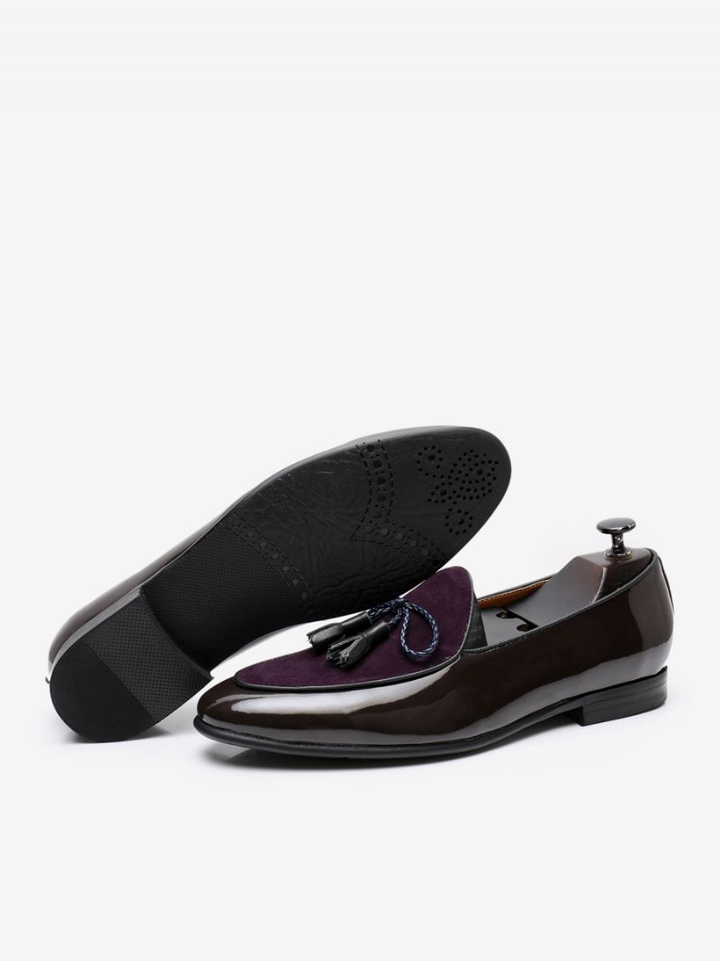 Slip-on Loafers I Kohud För Män Tassel Prom Bröllopsskor - Lila