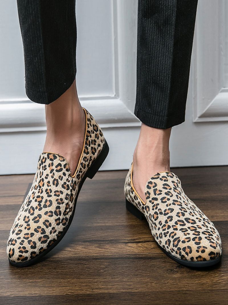 Slip-on Loafers Med Leopardtryck För Män - Leopard