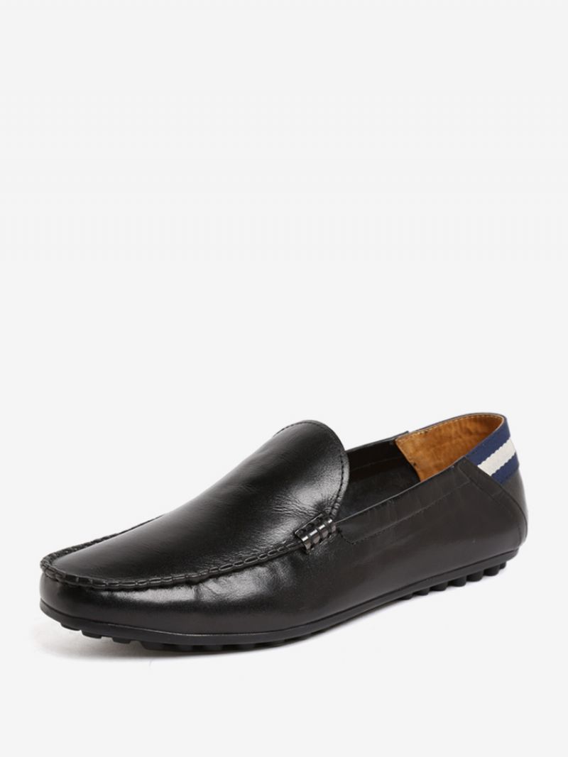 Slip-on Round Toe Cowhide Loafer Skor För Män