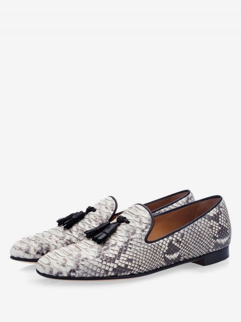 Snakeskin Tofs Loafers Prom Party Bröllopsskor För Män