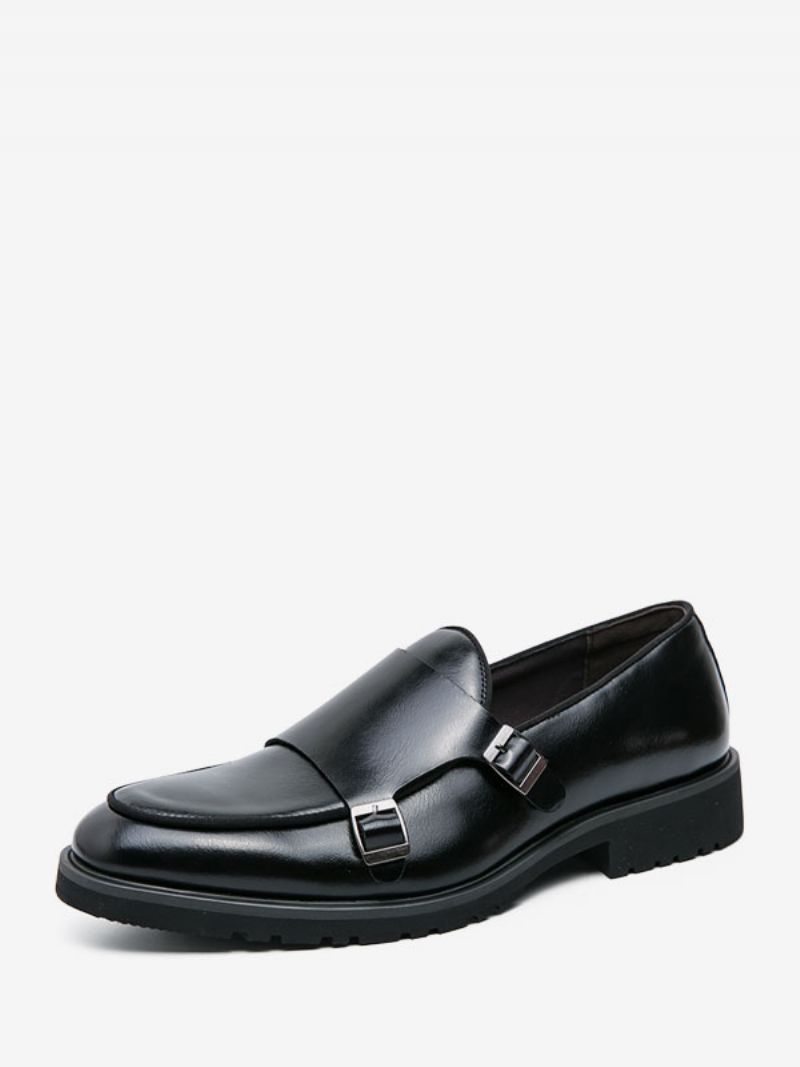 Herrklänningsskor Moderna Runda Tå Monk Strap Slip-on Skor - Svart