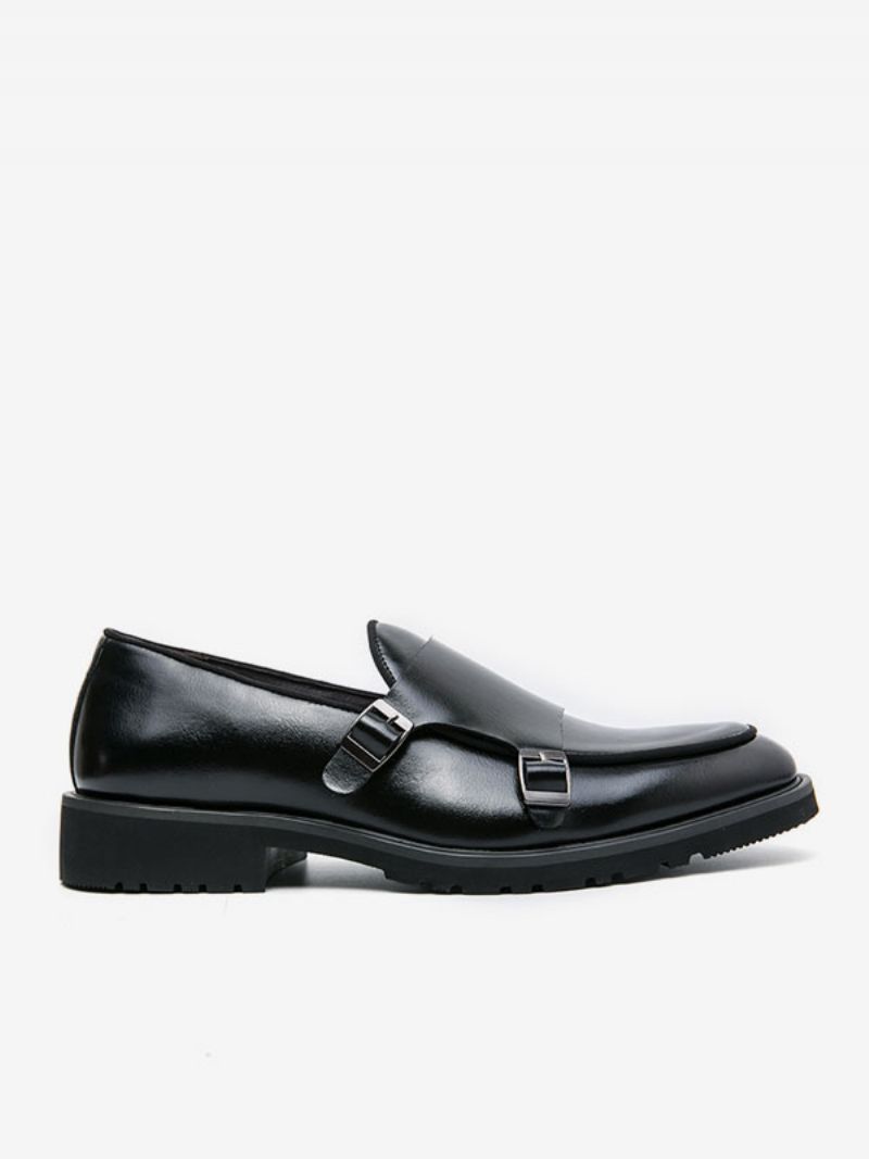 Herrklänningsskor Moderna Runda Tå Monk Strap Slip-on Skor - Svart