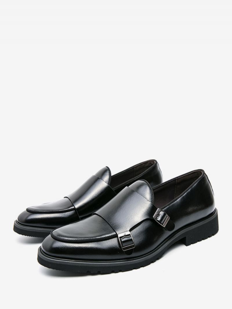 Herrklänningsskor Moderna Runda Tå Monk Strap Slip-on Skor - Svart