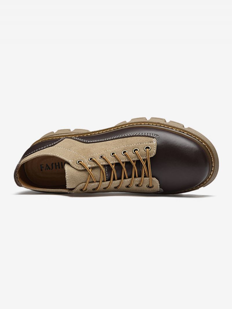 Klänning Skor För Herr Modern Round Toe Lace Up Pu Läder - Djupbrun