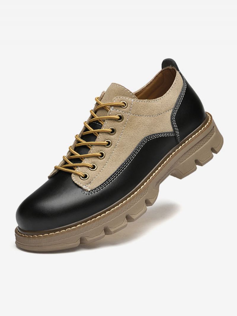 Klänning Skor För Herr Modern Round Toe Lace Up Pu Läder - Svart