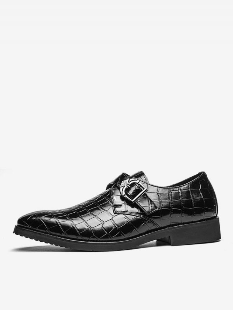 Klänning Skor För Herr Modern Round Toe Slip-on Pu Läder - Svart