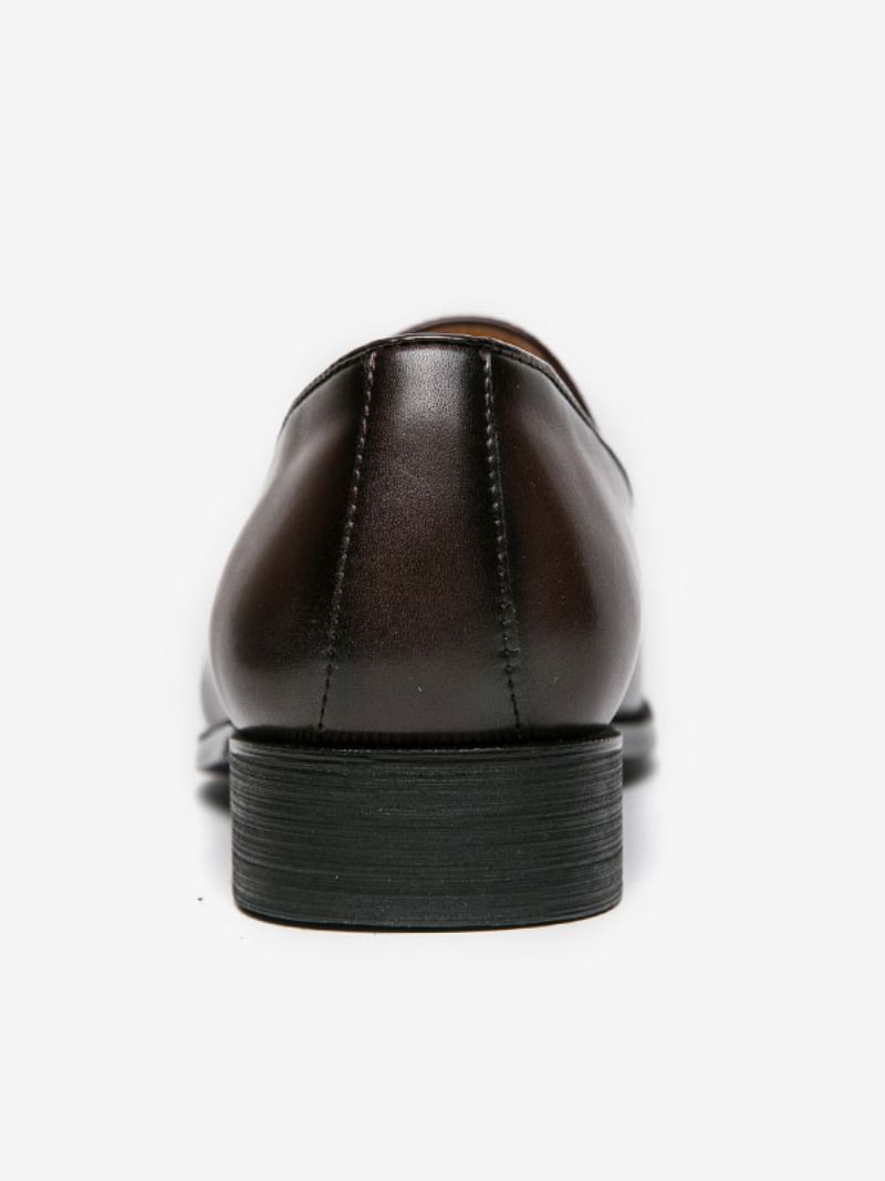 Klänning Skor För Män Snygg Rund Tå Monk Strap Slip-on Pu Läder - Djupt Brunt