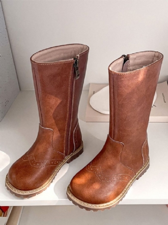 Bruna Flickstövlar Rund Toe Zip Up Boots