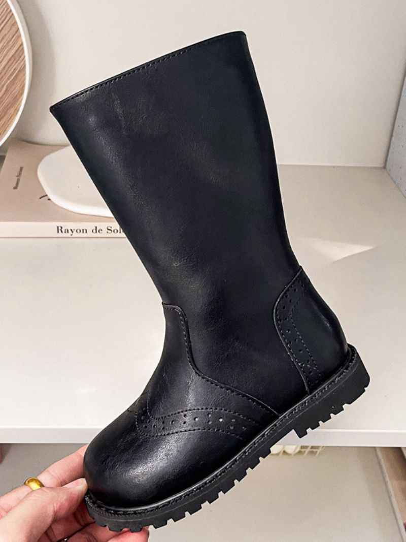 Bruna Flickstövlar Rund Toe Zip Up Boots - Svart