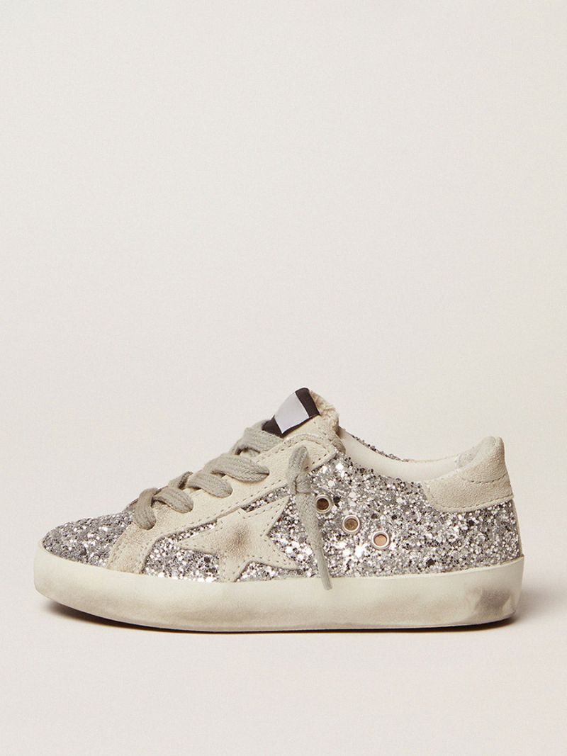 Glitter Sneakers För Barn Silver Star Mönster Skate