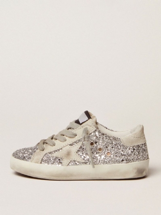 Glitter Sneakers För Barn Silver Star Mönster Skate