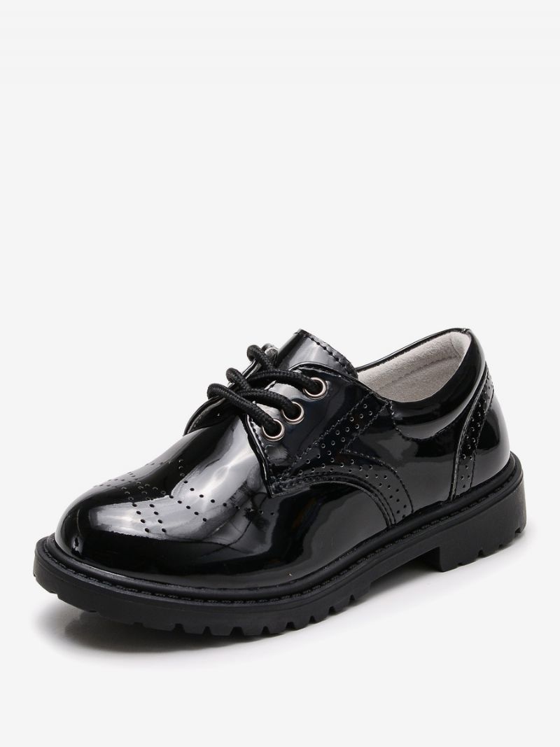 Pojkar Formella Skor Brogue Rund Toe Lace Up Oxford Formell Festskor - Svart