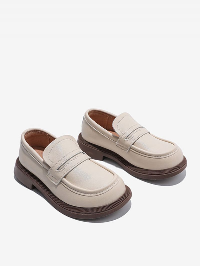 Pojkar Loafer Skor Vit Rund Tå Slip-on Causal Party För Pojke - Beige