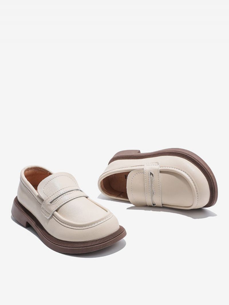 Pojkar Loafer Skor Vit Rund Tå Slip-on Causal Party För Pojke - Beige