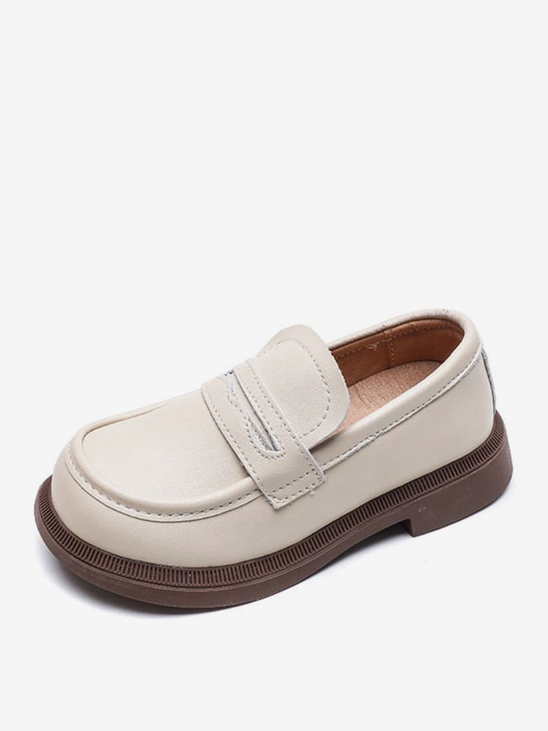 Pojkar Loafer Skor Vit Rund Tå Slip-on Causal Party För Pojke - Beige