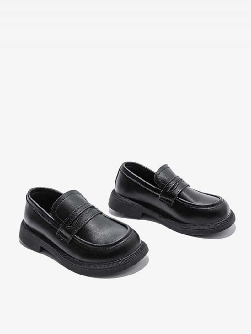 Pojkar Loafer Skor Vit Rund Tå Slip-on Causal Party För Pojke - Svart