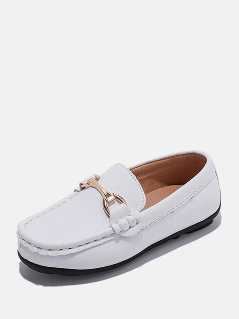 Pojkar Loafers Skor Svart Rund Toe Slip-on Causal - Vit