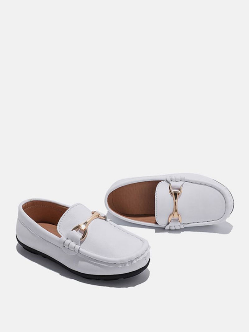 Pojkar Loafers Skor Svart Rund Toe Slip-on Causal - Vit