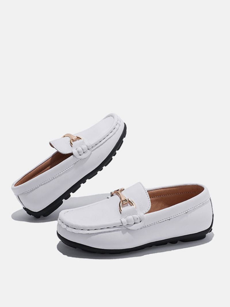 Pojkar Loafers Skor Svart Rund Toe Slip-on Causal - Vit