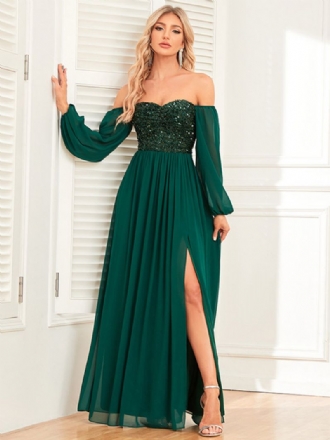 Dampaljetter Off Shoulder Klänning Backless High Split Prom Cocktail Maxiklänningar