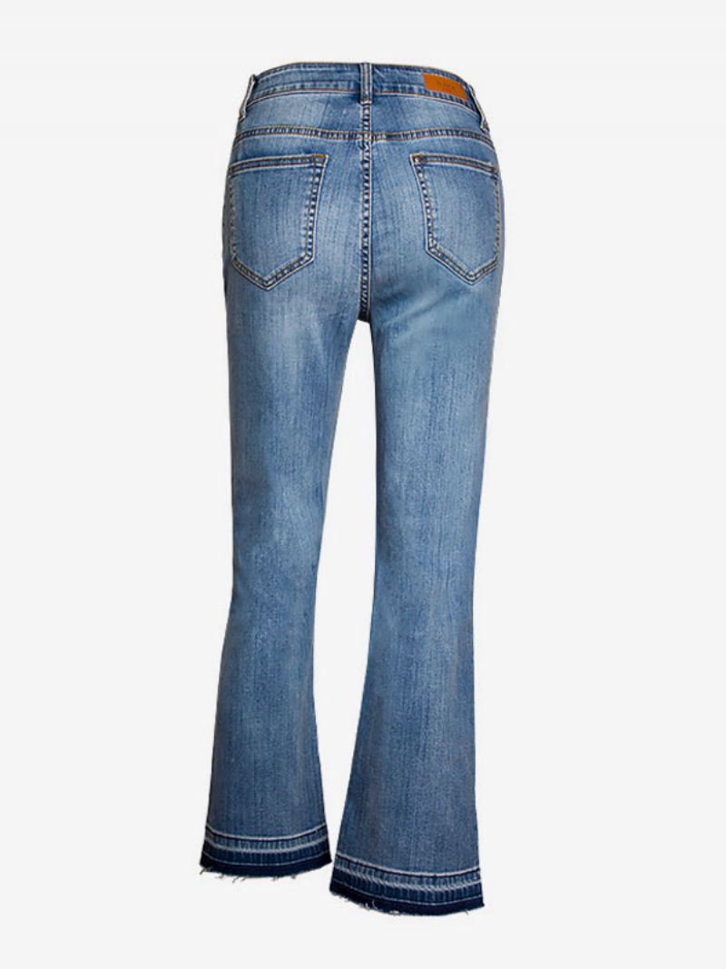 Bootcut-jeans Högväxt Bomull Vårunderdel För Kvinnor - Blå