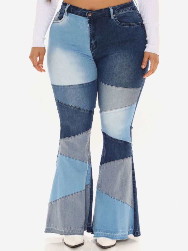 Damjeans Casual Geometriska Bomullsklockor - Blå