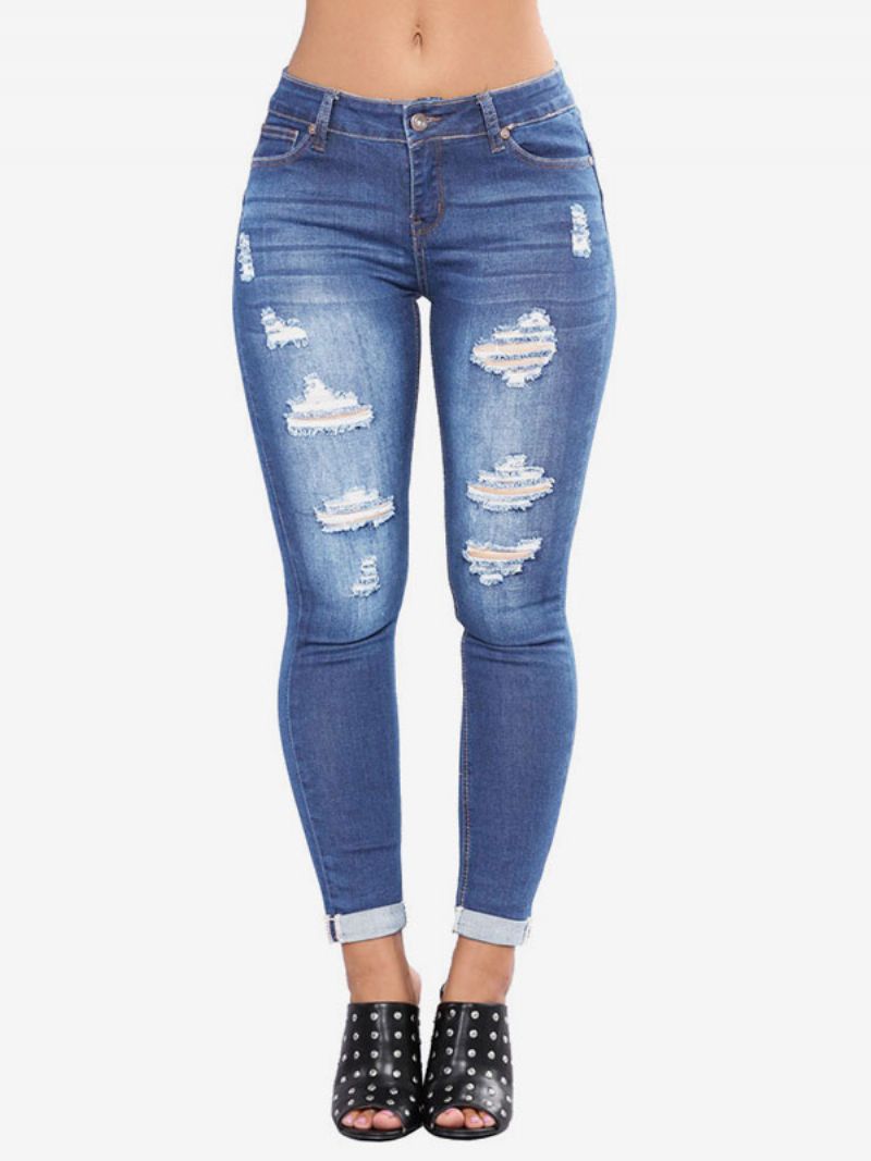 Damjeans Moderna Nödställda Skinny Bomullsbottnar