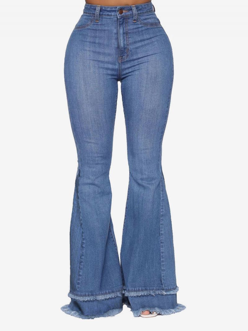 Flare Jeans För Kvinnor Raw Edge Cotton Spring Bell Bottoms