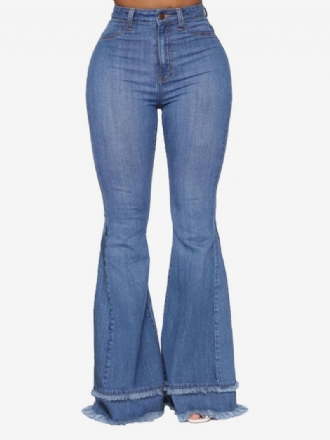 Flare Jeans För Kvinnor Raw Edge Cotton Spring Bell Bottoms