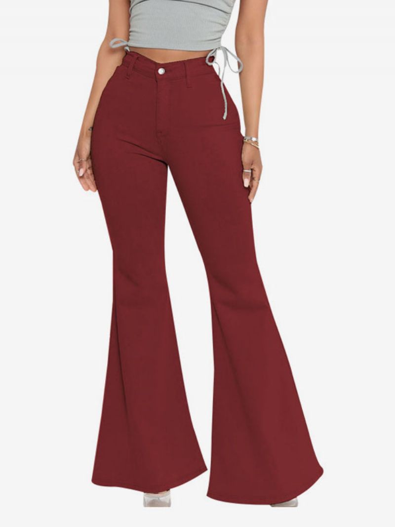 Flare Jeans För Kvinnor Raw Edge High Rise Bell Bottoms - Vröd