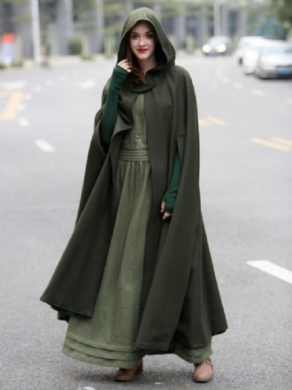 Dam Poncho Hooded Hunter Green Oversized Cape