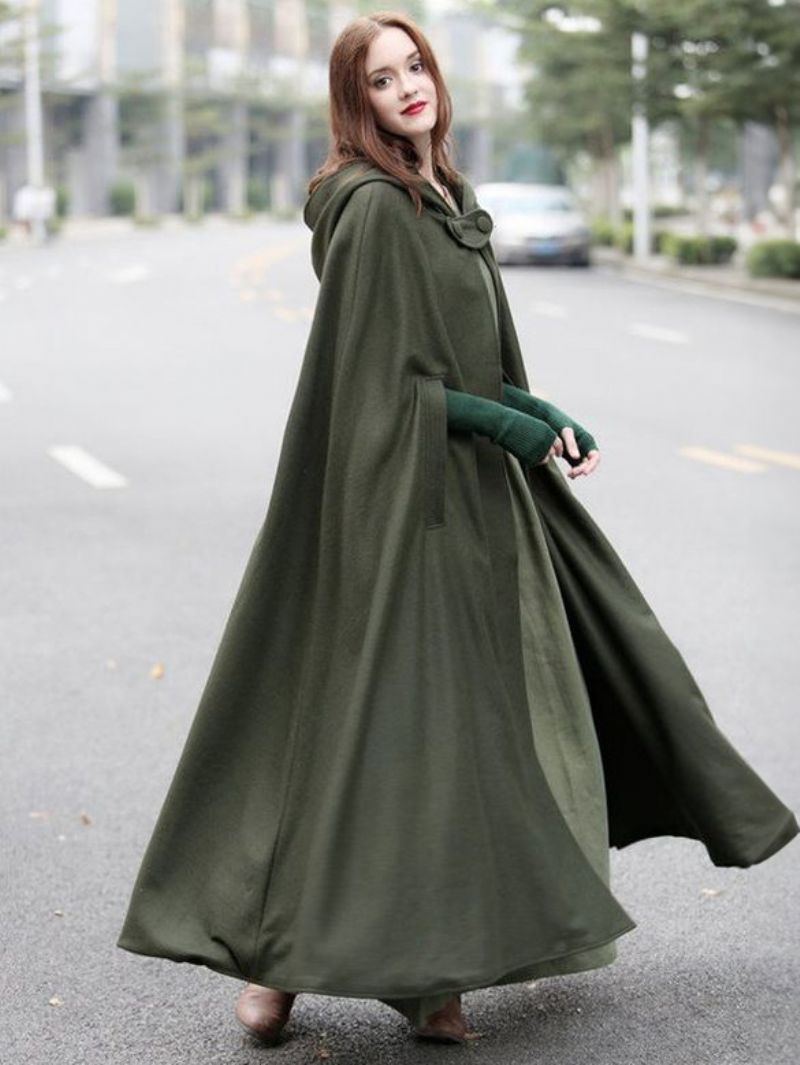 Dam Poncho Hooded Hunter Green Oversized Cape - Hunter Green