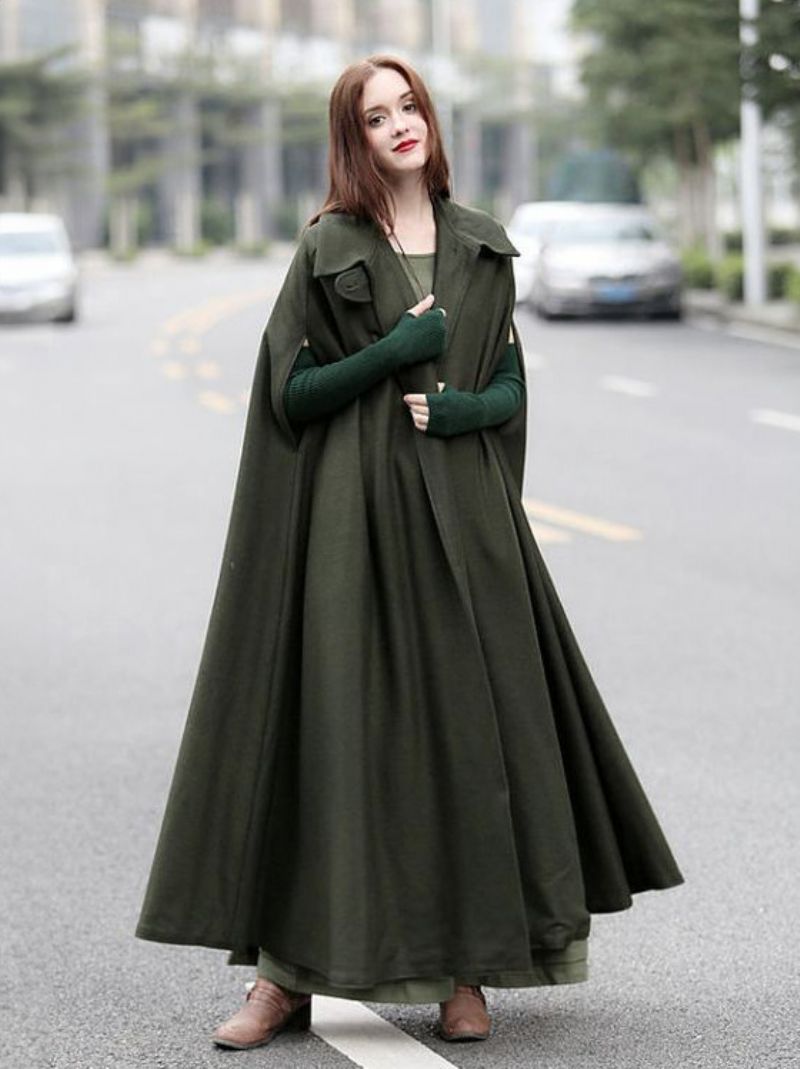 Dam Poncho Hooded Hunter Green Oversized Cape - Hunter Green