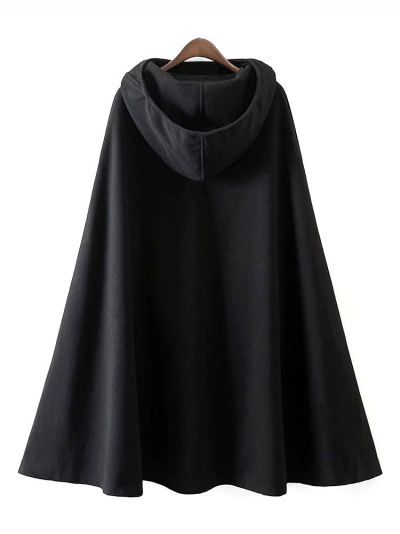 Damrock Cape Hoodie Jacka Poncho Coat - Svart