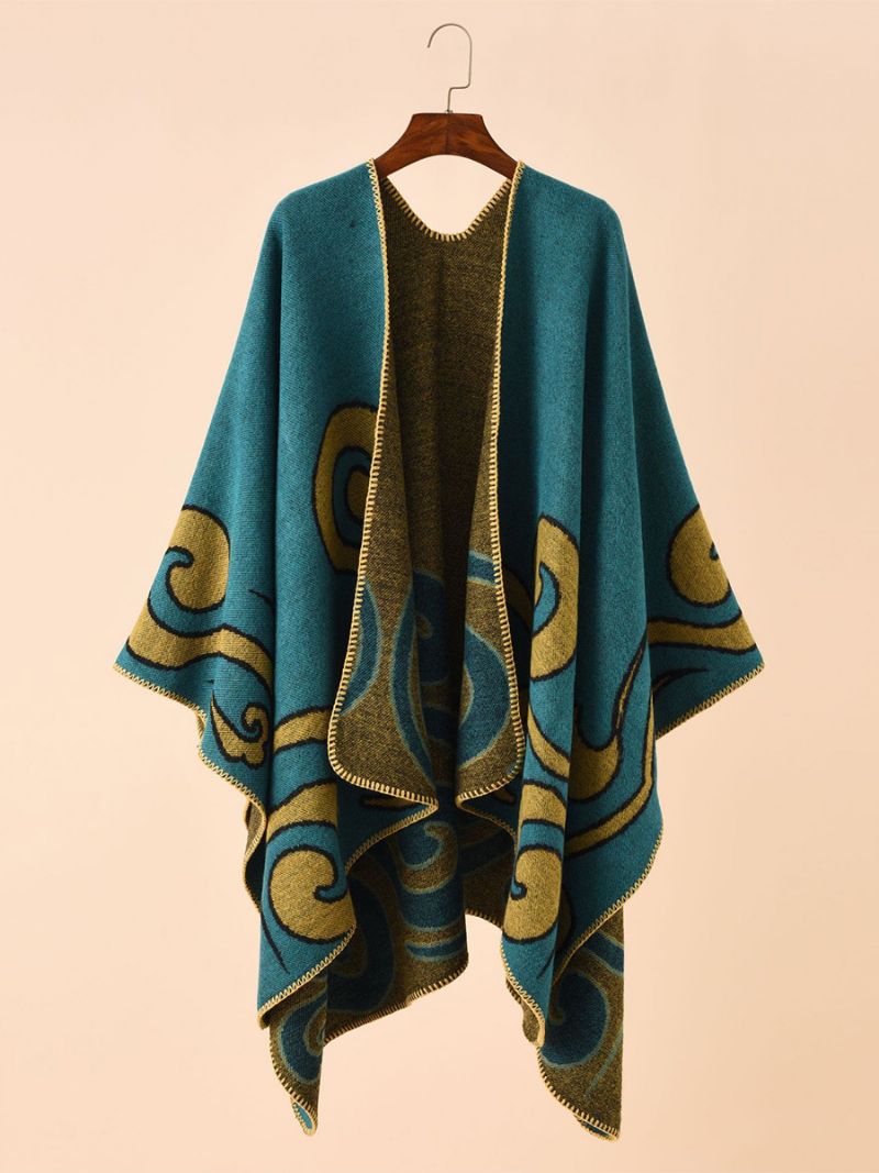 Damtryckt Poncho Daily Casual Chic Cape - Trött