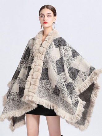 Kappa Cape Faux Fur Wraps Sjal Spring Poncho Coat För Kvinnor