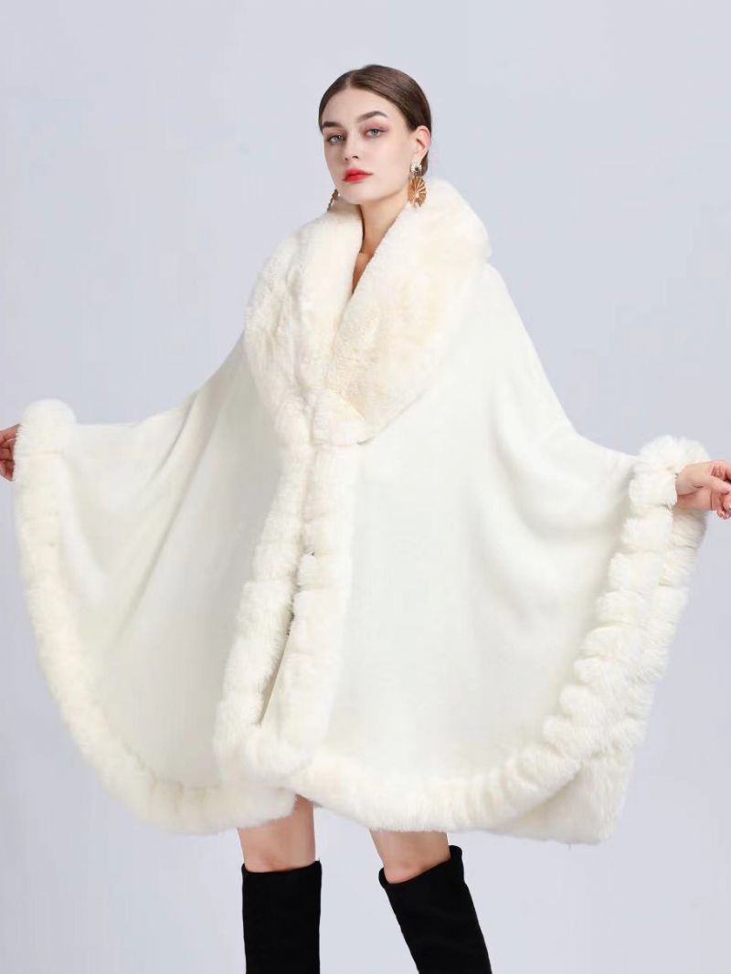 Kappa Cape Fuskpäls Bride Wraps Poncho Coat För Kvinnor