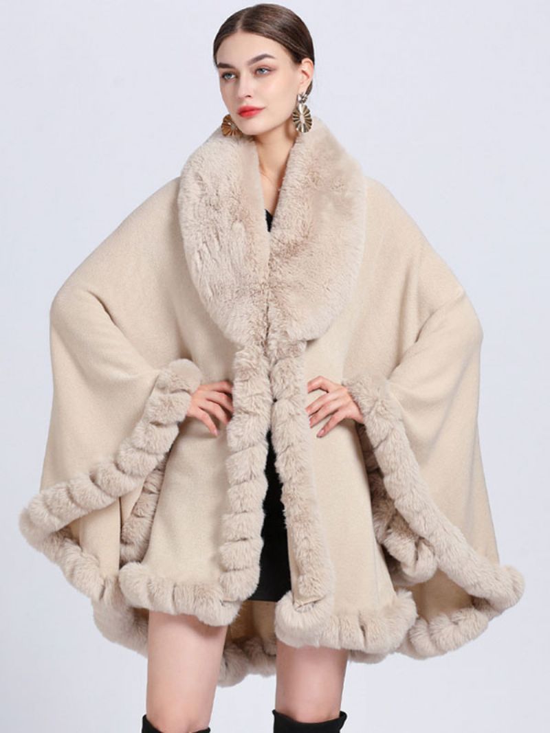 Kappa Cape Fuskpäls Bride Wraps Poncho Coat För Kvinnor - Beige