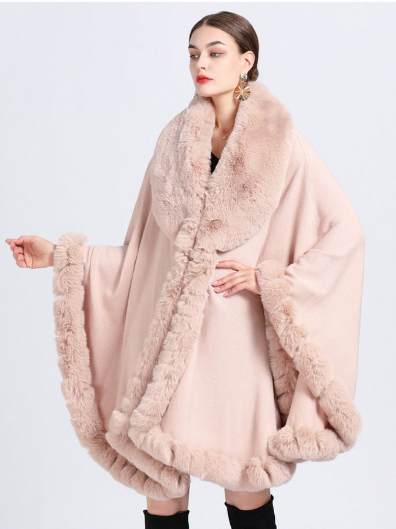 Kappa Cape Fuskpäls Bride Wraps Poncho Coat För Kvinnor - Rosa