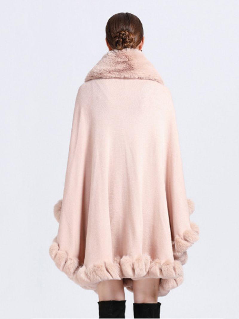 Kappa Cape Fuskpäls Bride Wraps Poncho Coat För Kvinnor - Rosa